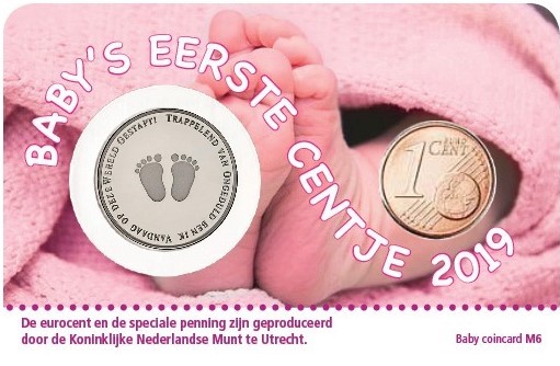 (afbeelding voor) Baby coincard 1 cent 2019 Meisje